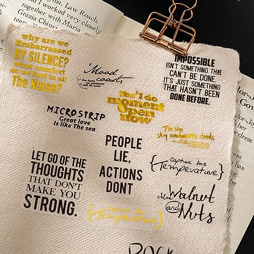 Yoksas 240Pcs Black Golden Foil Sentence Quote Stickers,Transparent Junk Journal Inspirational Word Decals for Scrapbook Supplies Planner Laptops Resin Art - Image 3