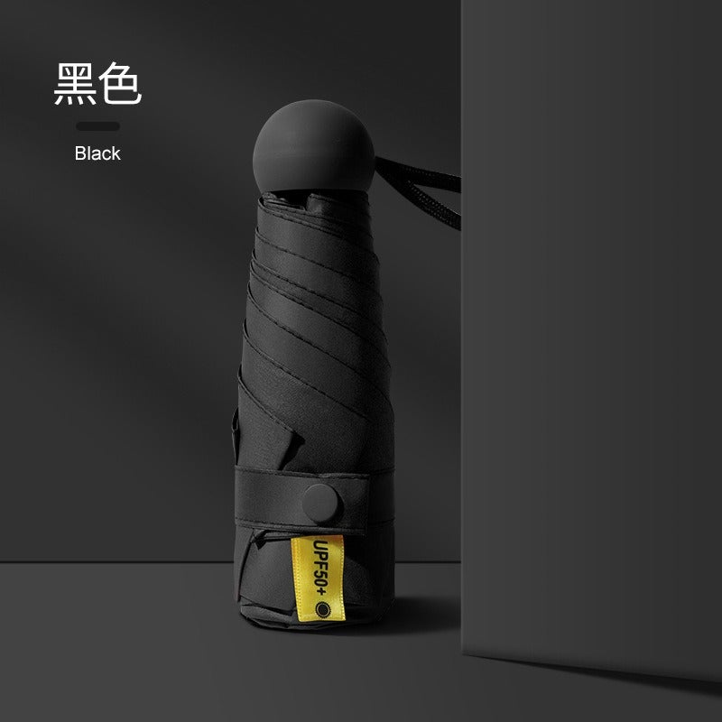 Color Block Folding Umbrella UV Protection Black (cloth cover packaging)