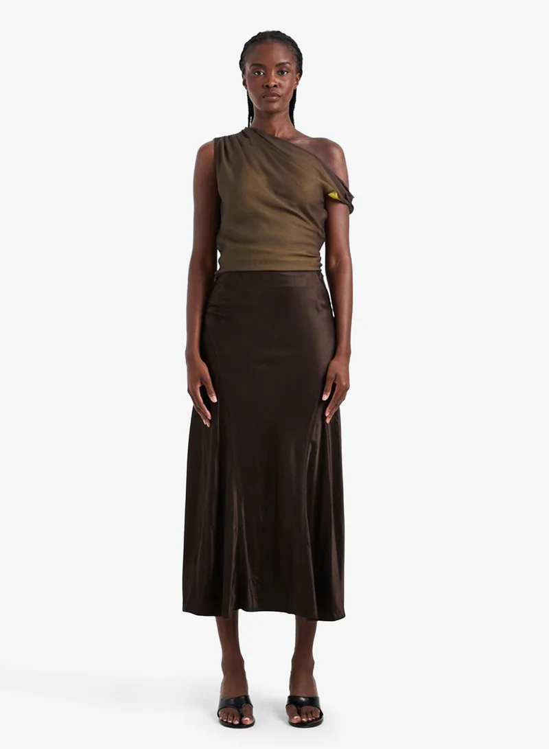 Topshop Satin Midi Skirt