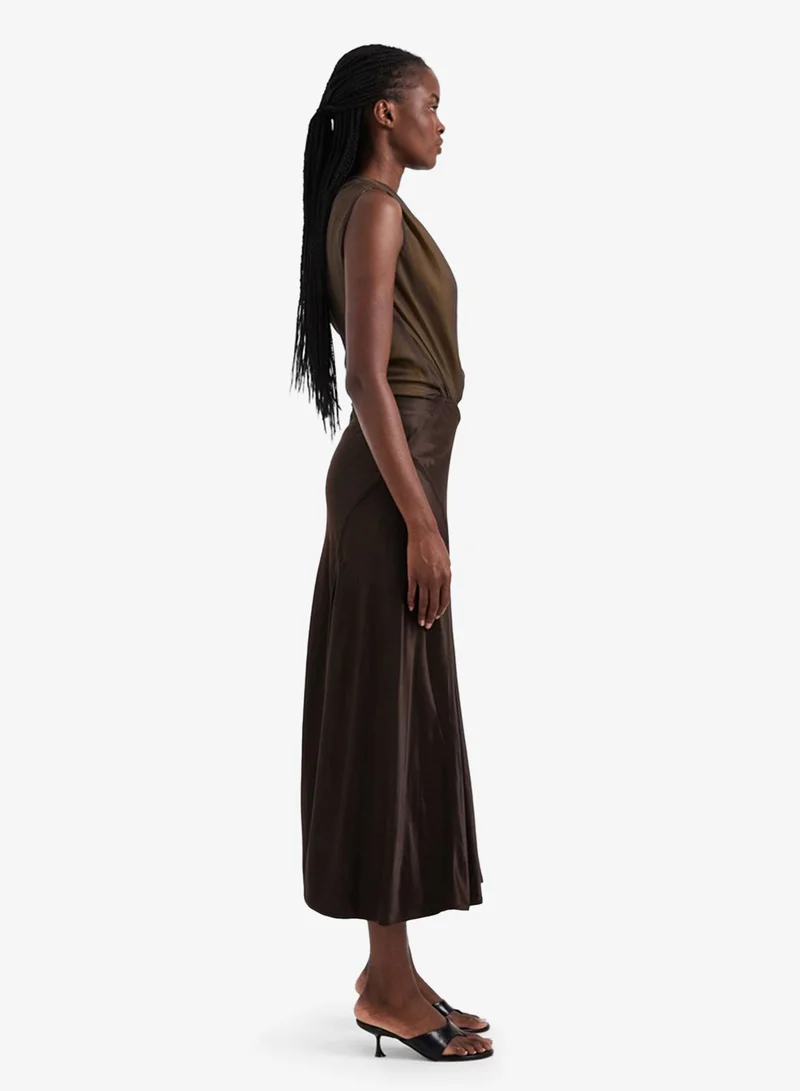 Topshop Satin Midi Skirt