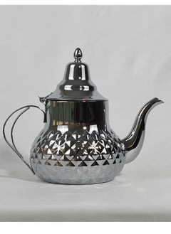 HTH Classic Moroccan Style Engraved Design Coffee Dallah Pot Rustproof Premium Stainless Steel Teapot Mirror Finish Coffee Kettle Easy Pour Spout Tea Kettle with Hinged Lid and Ergonomic Handle Dishwasher Safe Induction Safe Teapot for Office Home 0.8/1.2/1.6/2 L  - Image 1