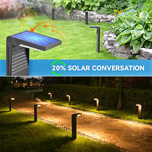 JOFIOS Solar Pathway Lights 4 Pack with Warm White and Cool White Mode, Modern Solar Path Lights Outdoor Waterproof, Perfect Solar Lights for Backyard, Lawn, Driveway, Walkway, Garden Decorative. - Image 4
