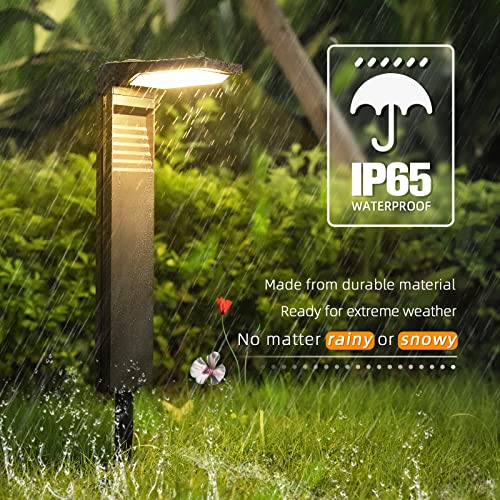 JOFIOS Solar Pathway Lights 4 Pack with Warm White and Cool White Mode, Modern Solar Path Lights Outdoor Waterproof, Perfect Solar Lights for Backyard, Lawn, Driveway, Walkway, Garden Decorative. - Image 5