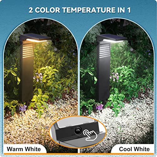 JOFIOS Solar Pathway Lights 4 Pack with Warm White and Cool White Mode, Modern Solar Path Lights Outdoor Waterproof, Perfect Solar Lights for Backyard, Lawn, Driveway, Walkway, Garden Decorative. - Image 2