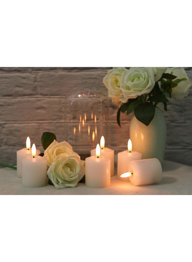 GenSwin Flameless Pillar Candles ing with Timer, Battery Operated Real Wax LED Votive 3D Wick Candles 6 Pack White(Battery Include, 2 x 3.2 Inch) - Image 4