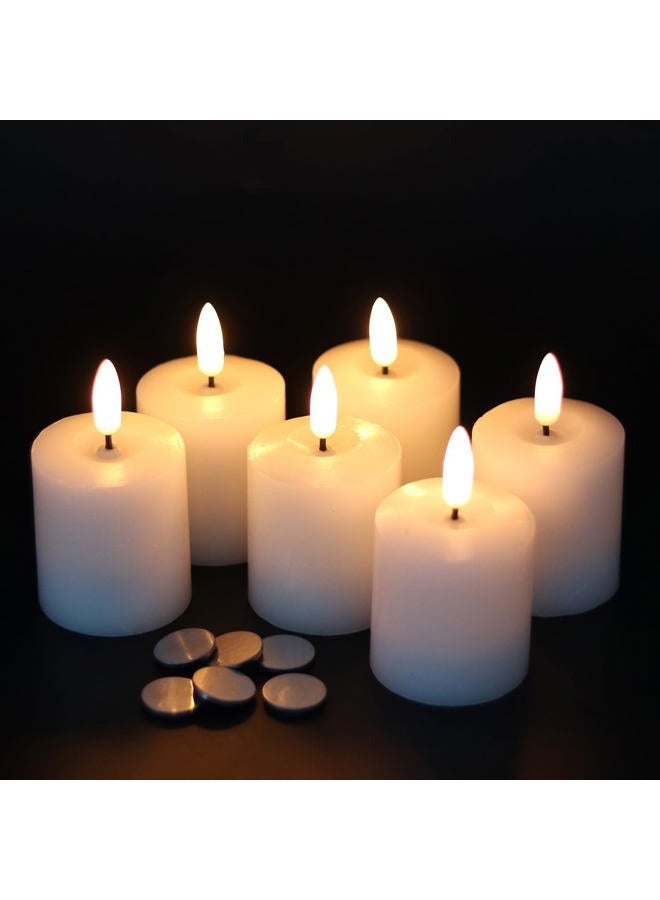 GenSwin Flameless Pillar Candles ing with Timer, Battery Operated Real Wax LED Votive 3D Wick Candles 6 Pack White(Battery Include, 2 x 3.2 Inch) - Image 1