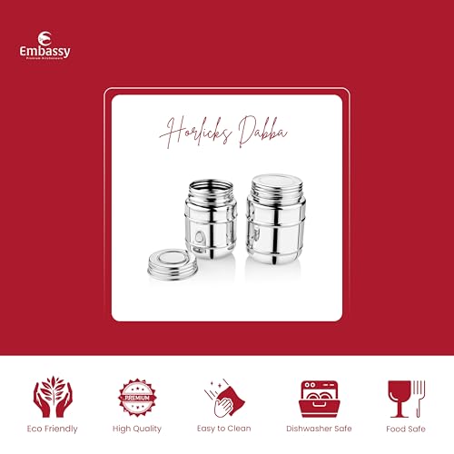 EMBASSY Stainless Steel Bottle/Jar/Storage Container with Threading Screw Cap, Pack of 2, Size 3, 500 ml - Image 2