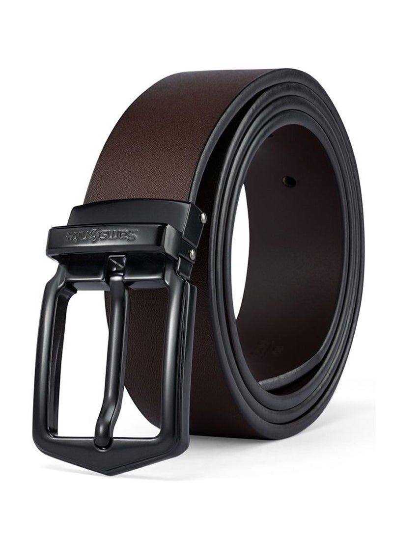 Samsonite Aamir II BIZ PIN Plate 02 Leather Belt, Brown|Stylish|Premium Quality|Hole Free Belt|Classic Pin - Image 1