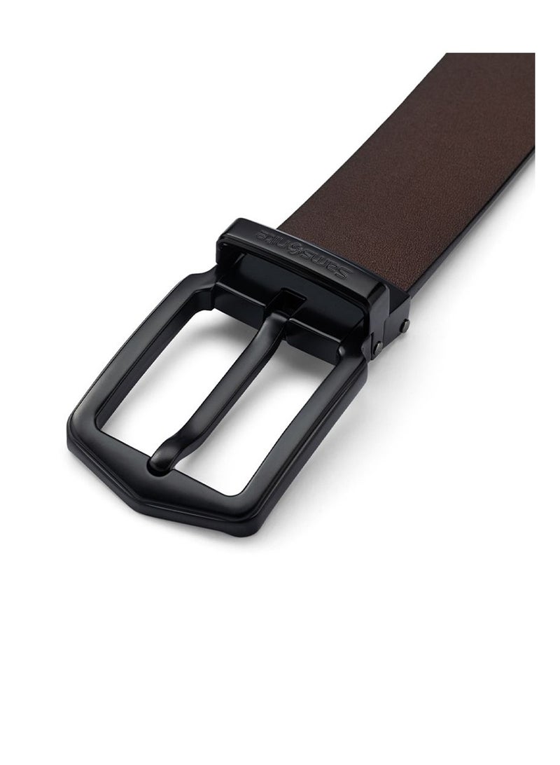 Samsonite Aamir II BIZ PIN Plate 02 Leather Belt, Brown|Stylish|Premium Quality|Hole Free Belt|Classic Pin - Image 4