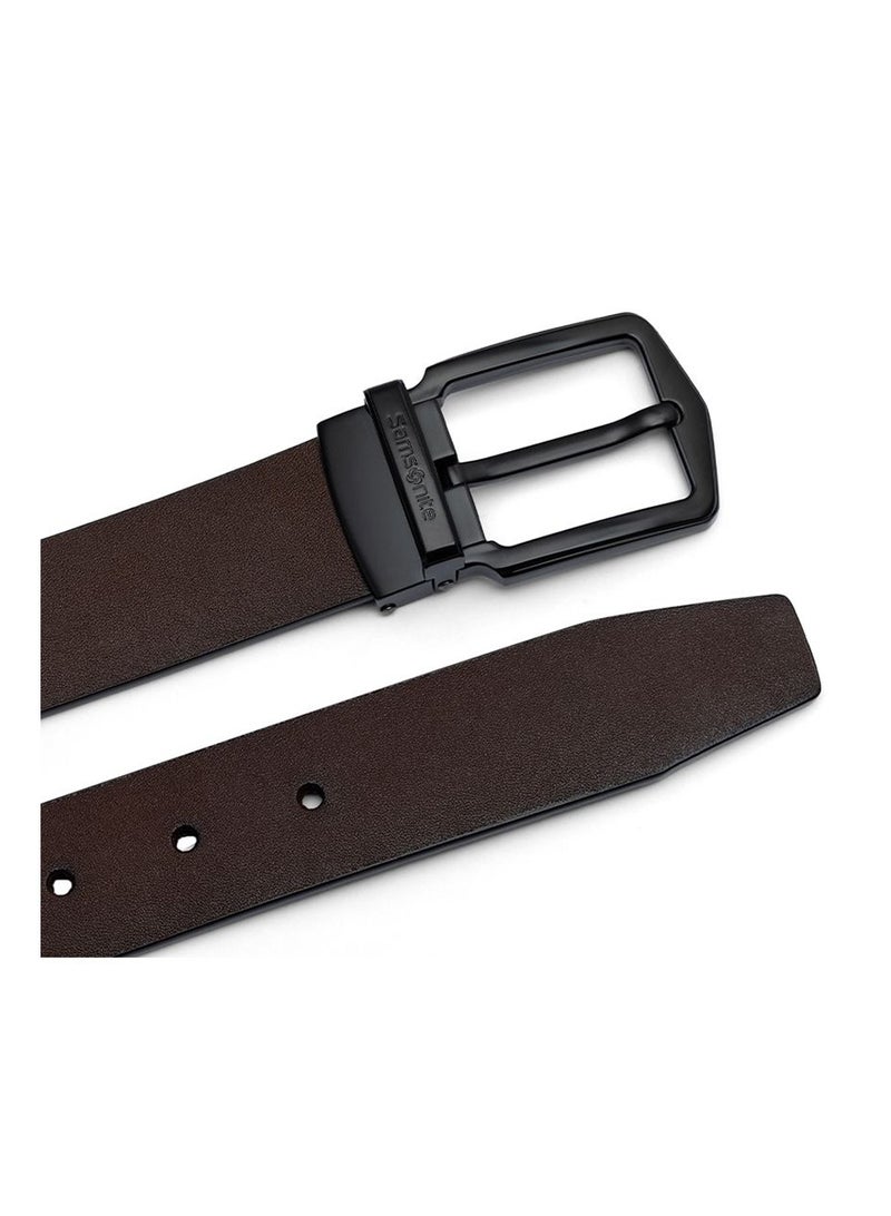 Samsonite Aamir II BIZ PIN Plate 02 Leather Belt, Brown|Stylish|Premium Quality|Hole Free Belt|Classic Pin - Image 3