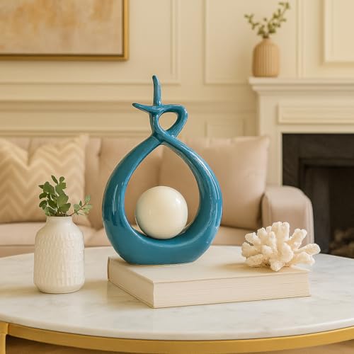 Xtore Beautiful Ceramic Spiral Design Statue for Home Decoration (Pack of 1, Sky) - Image 1