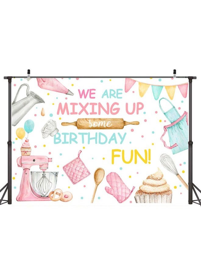 DMI 7×5ft Baking Birthday Backdrop We are Mixing Up Some Birthday Fun Kitchen Cake Party Banner Decorations Girls Cooking Baking Theme Photography Background Photo Booth Props  - Image 2