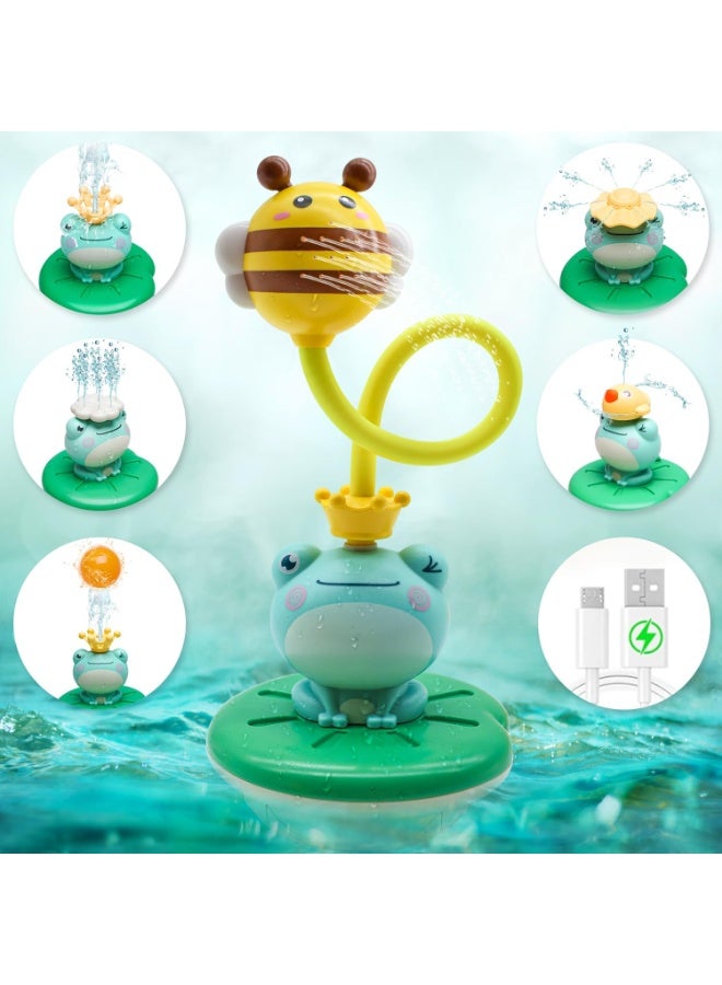 Frog Baby Bath Toy, Bathtub Toys for Kids, Bath Toy with Shower Head  4 Spray Water Sprinklers Bathtub Toys for Toddlers1-3, Swimming Pool Game Water Play Set Gift for Bathtub, Shower, Beach to Use - Image 1