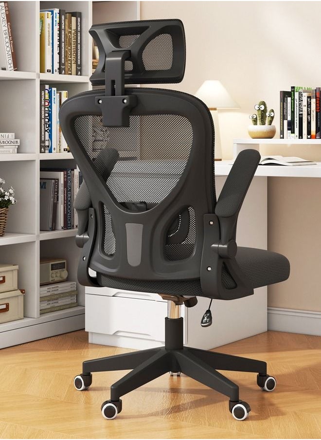 Arabest - Computer Chair for Student High Back Ergonomic Desk Chair Breathable Mesh Office Chair with Wheels and Flip-up Armrests (Black) - Image 1