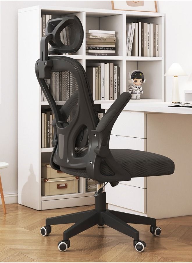 Arabest - Computer Chair for Student High Back Ergonomic Desk Chair Breathable Mesh Office Chair with Wheels and Flip-up Armrests (Black) - Image 1