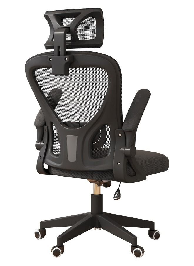 Arabest - Computer Chair for Student High Back Ergonomic Desk Chair Breathable Mesh Office Chair with Wheels and Flip-up Armrests (Black) - Image 1