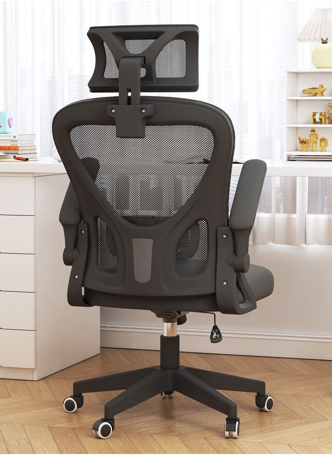 Arabest - Computer Chair for Student High Back Ergonomic Desk Chair Breathable Mesh Office Chair with Wheels and Flip-up Armrests (Black) - Image 1