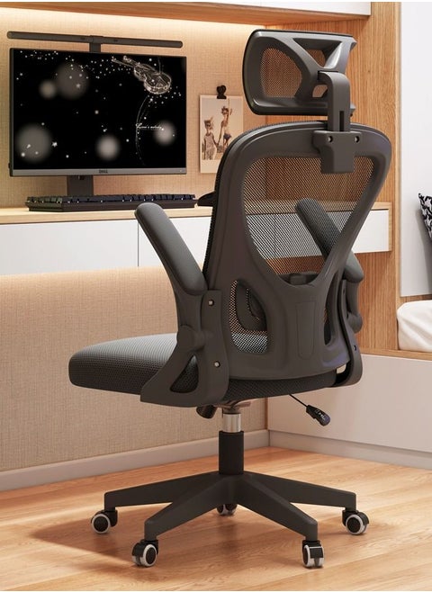 Computer Chair for Student High Back Ergonomic Desk Chair Breathable Mesh Office Chair with Wheels and Flip-up Armrests (Black)