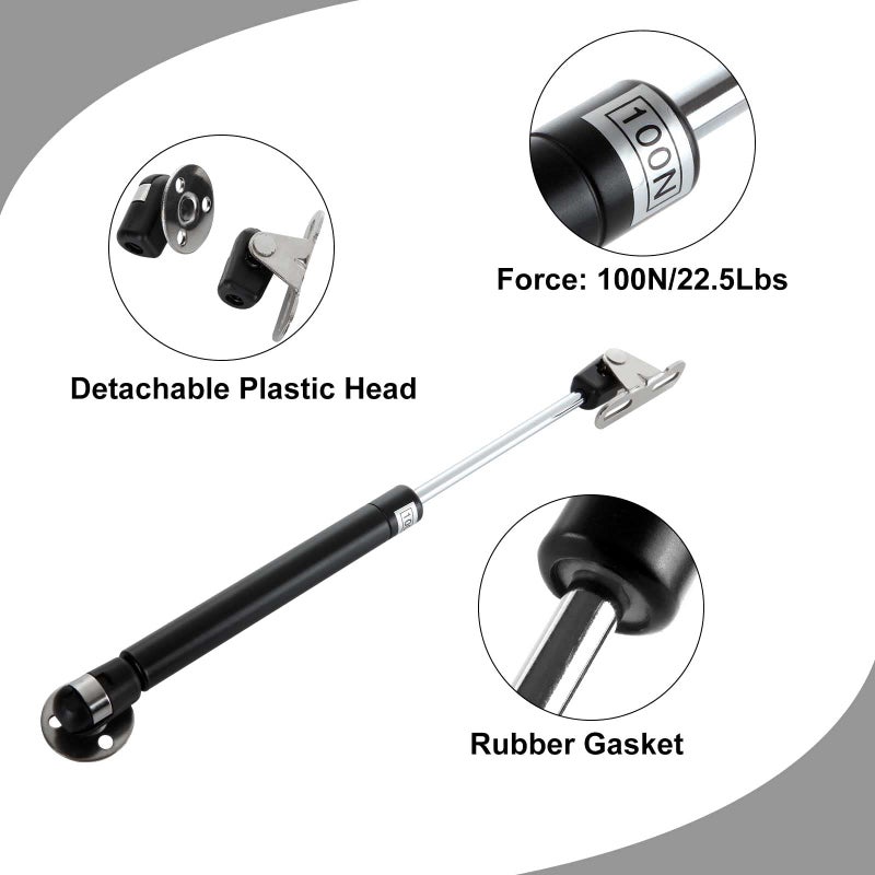 Fviexe 10Pcs 10 Inch 100N/22.5Lb Gas Struts For Cabinets Heavy Duty Gas Strut Lid Support Soft Open Gas Springs Gas Shocks/Props Cabinet Door Lift Pneumatic Support For Rv Bed Boat Hatch Cabinet - Image 4