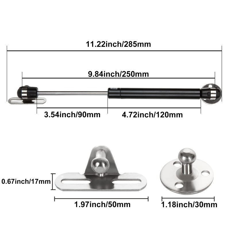 Fviexe 10Pcs 10 Inch 100N/22.5Lb Gas Struts For Cabinets Heavy Duty Gas Strut Lid Support Soft Open Gas Springs Gas Shocks/Props Cabinet Door Lift Pneumatic Support For Rv Bed Boat Hatch Cabinet - Image 2