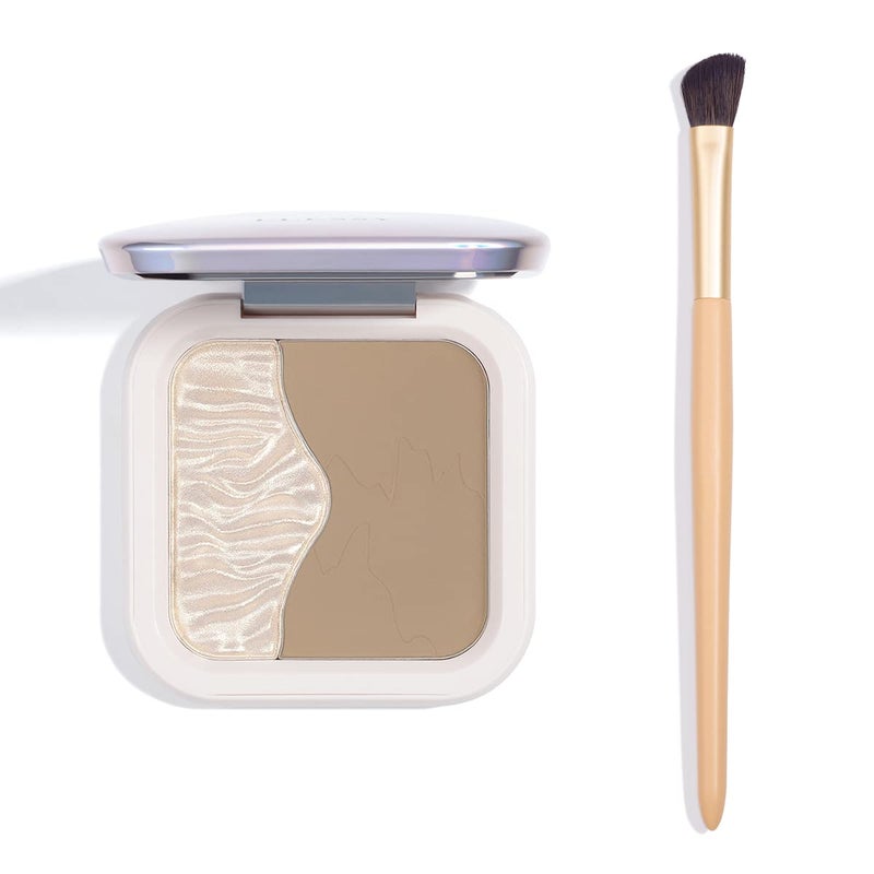 ELLESY Highlighter Makeup Palette Silky Texture Face Sculpting Highlighter Contouring Palette Lightweight Makeup Kit Grey Toned Natural Looking Contour Powder with brushC01