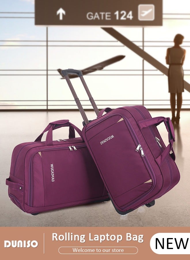 DUNISO 20 Inch Rolling Duffle Bag, Rolling Garment Bags for Travel,Carry-On Bag Large Capacity Travel Handbag with Adjustable Pull Rod, Waterproof Weekend Luggage Bag for Unisex,Suits for School, Work, business Trips - Image 1