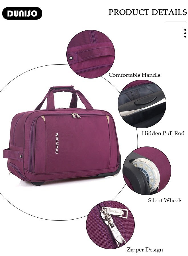 DUNISO 20 Inch Rolling Duffle Bag, Rolling Garment Bags for Travel,Carry-On Bag Large Capacity Travel Handbag with Adjustable Pull Rod, Waterproof Weekend Luggage Bag for Unisex,Suits for School, Work, business Trips - Image 2