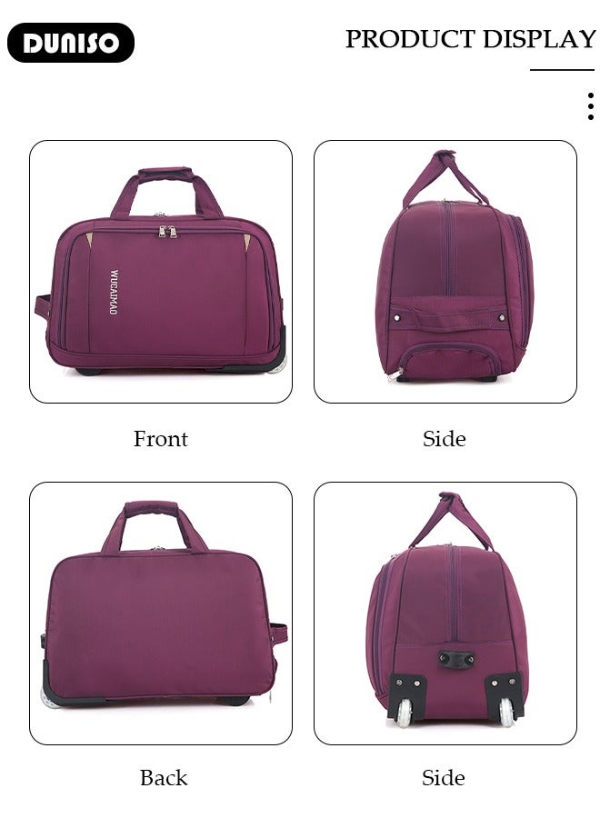 DUNISO 20 Inch Rolling Duffle Bag, Rolling Garment Bags for Travel,Carry-On Bag Large Capacity Travel Handbag with Adjustable Pull Rod, Waterproof Weekend Luggage Bag for Unisex,Suits for School, Work, business Trips - Image 3