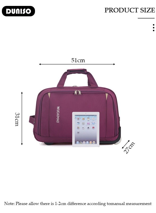 DUNISO 20 Inch Rolling Duffle Bag, Rolling Garment Bags for Travel,Carry-On Bag Large Capacity Travel Handbag with Adjustable Pull Rod, Waterproof Weekend Luggage Bag for Unisex,Suits for School, Work, business Trips - Image 4