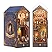 Tonecheer DIY Book Nook Kit for Adults 3D Puzzle Wooden Miniature House Kit Booknook Dollhouse Bookshelf Insert Decor Bookend with Dust Cover and LED Lights Gifts Leonardo da Vinci - Image 3