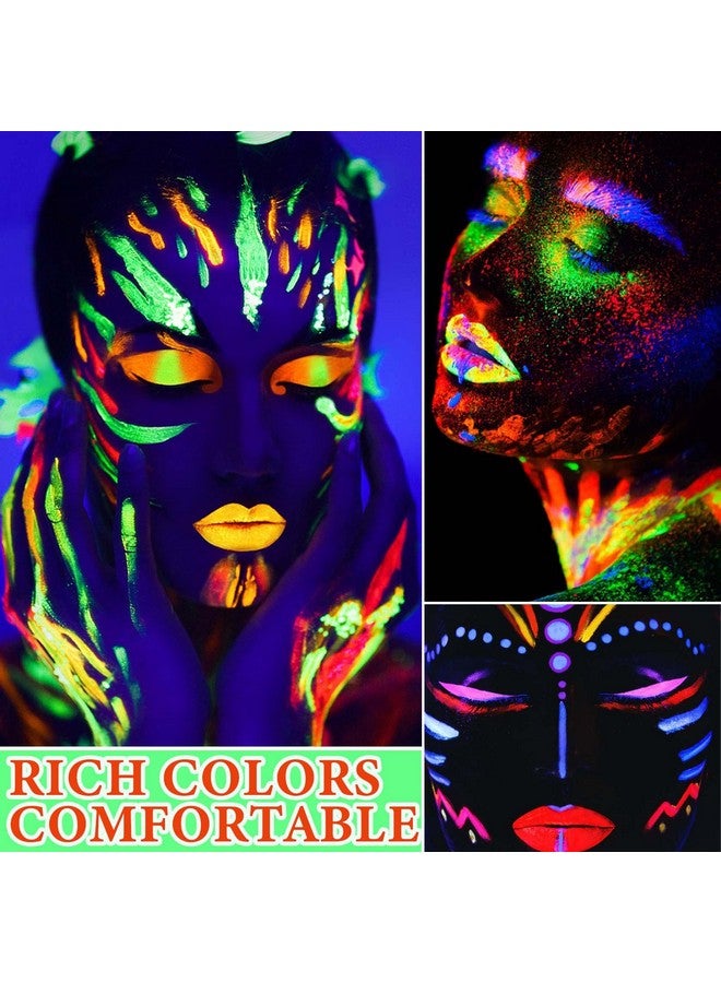 BKPPLZP 6 Pcs Glow In The Dark Face Body Paintblacklight Neon Face & Body Paintseasily Cleanable Face & Body Paint Set Neon Body Makeup Glow In The Dark Party Supplies - Image 5