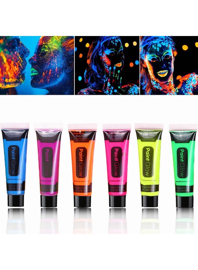 BKPPLZP 6 Pcs Glow In The Dark Face Body Paintblacklight Neon Face & Body Paintseasily Cleanable Face & Body Paint Set Neon Body Makeup Glow In The Dark Party Supplies - Image 2