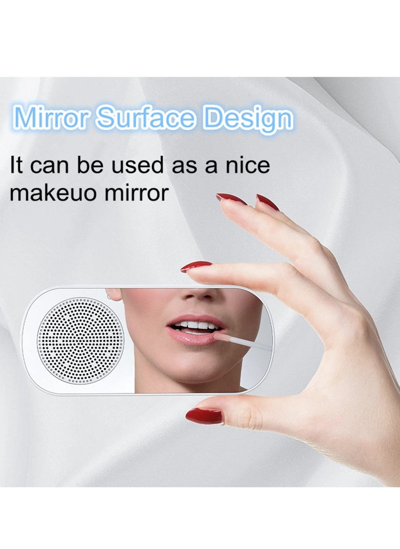 SYOSI Digital Dual Alarm Clock Multi Function Rechargeable Bluetooth 5.0 Speaker LED Display Mirror Desk Alarm Clock with FM Radio Support TF Card for Hotel Office Bedroom Travel White  - Image 5