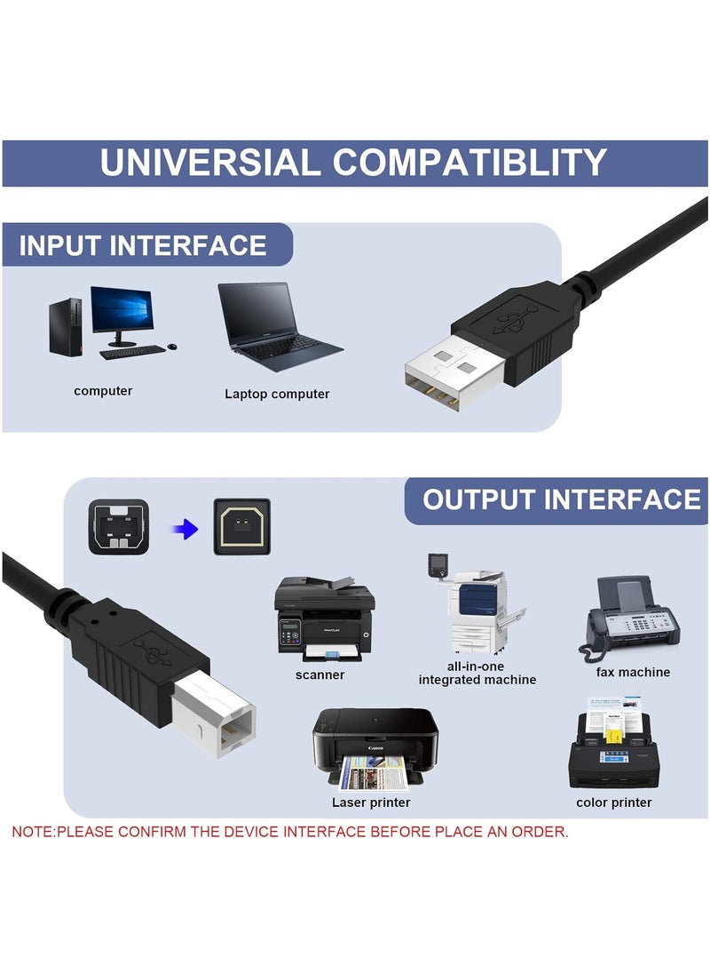 MIGOFAST - USB Printer Cable Cord to Computer Compatible with HP OfficeJet Pro 9025 9015 8740 8210 8020 8025 8035 7740 7110 6230 5740 5255 4650 4630 3830 250 200, Canon, Dell, Epson, Lexmark, Xerox, Samsung(5ft) - Image 1