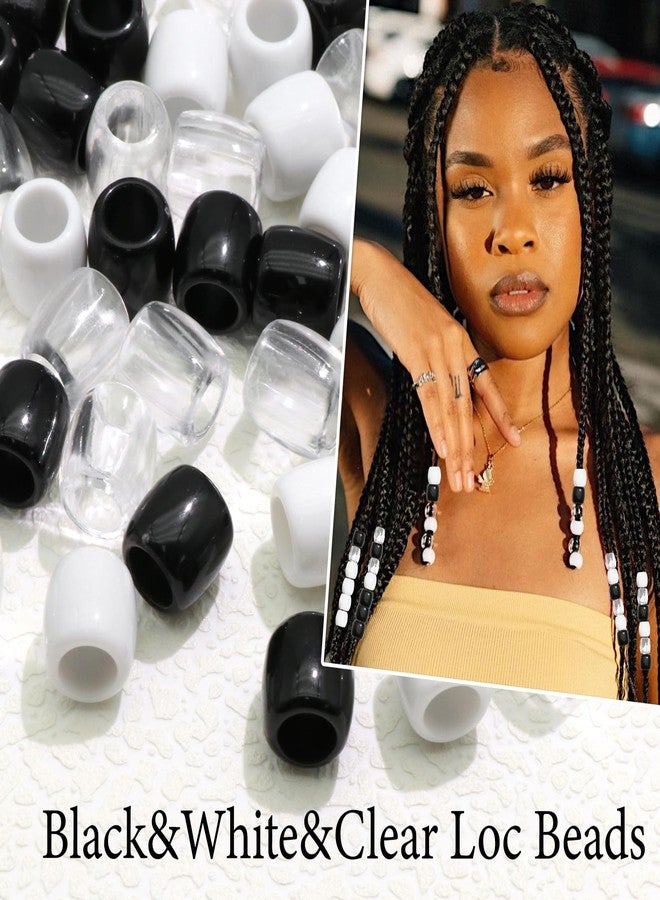 VENOFEN 48PCS Black White Hair Beads Large Dreadlock Beads Acrylic Braids Accessories Loc Jewelry Making Hair Decoration for Women and Men - Image 3