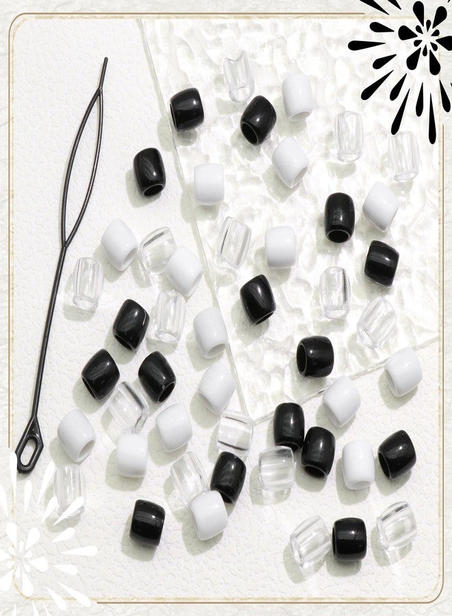 VENOFEN 48PCS Black White Hair Beads Large Dreadlock Beads Acrylic Braids Accessories Loc Jewelry Making Hair Decoration for Women and Men - Image 2
