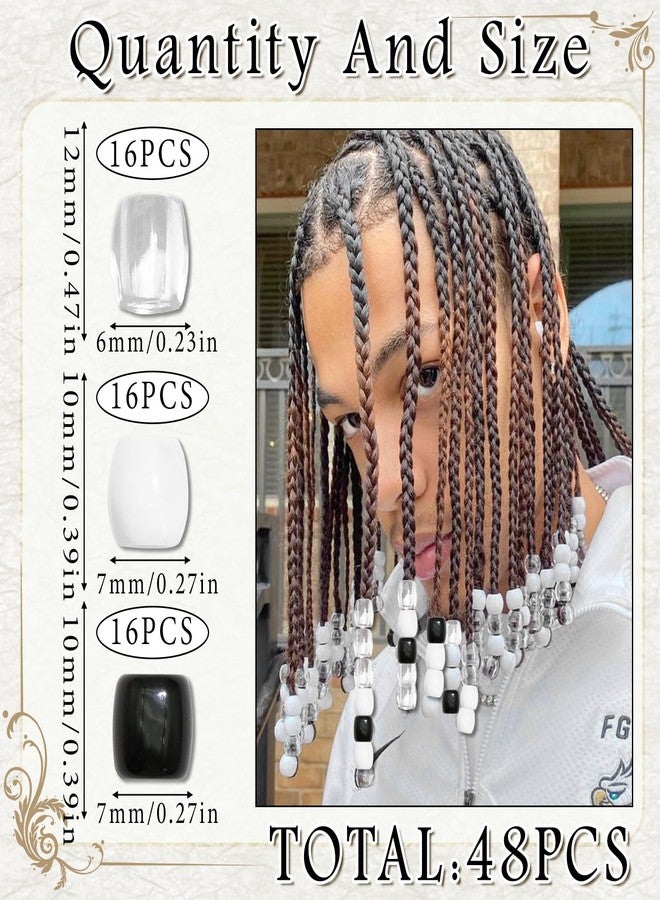 VENOFEN 48PCS Black White Hair Beads Large Dreadlock Beads Acrylic Braids Accessories Loc Jewelry Making Hair Decoration for Women and Men - Image 4