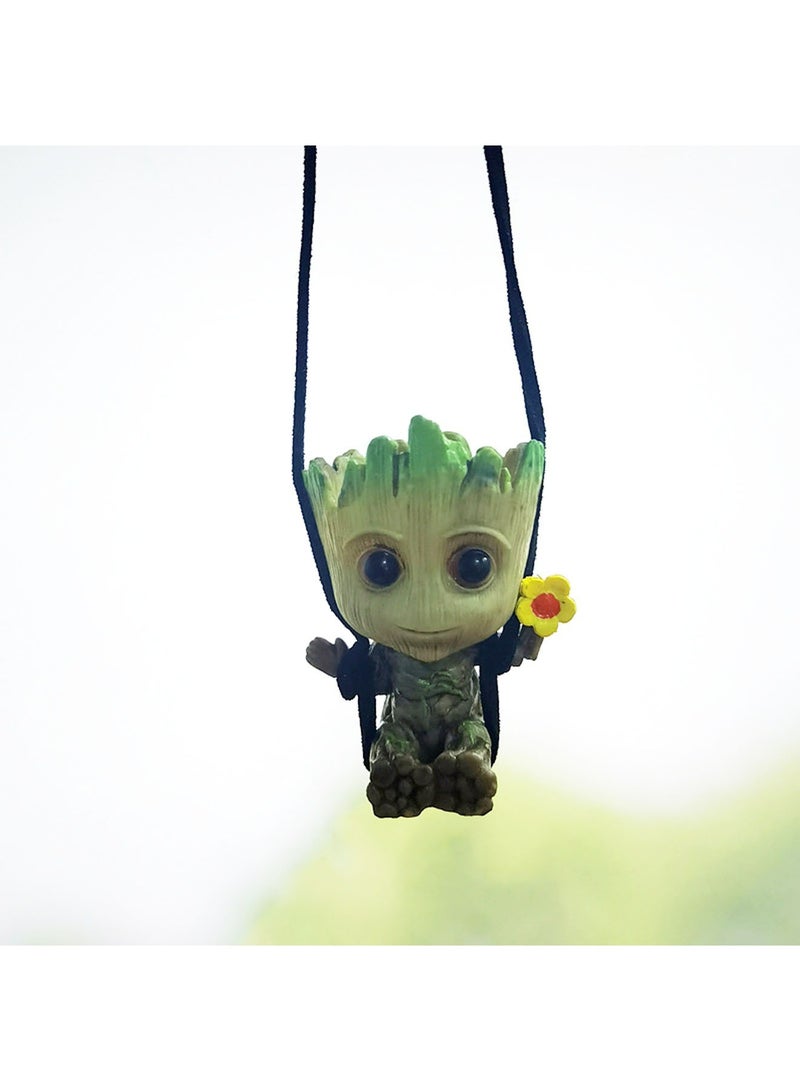 Car Hanging Accessories, Swing Smiling Little Tree Man Car Mirror Hanging Accessories with Aromatherapy Tablets, Car Mirror Suspension Decoration, Car Charm Decoration for Rearview Mirror Hanging - Image 1