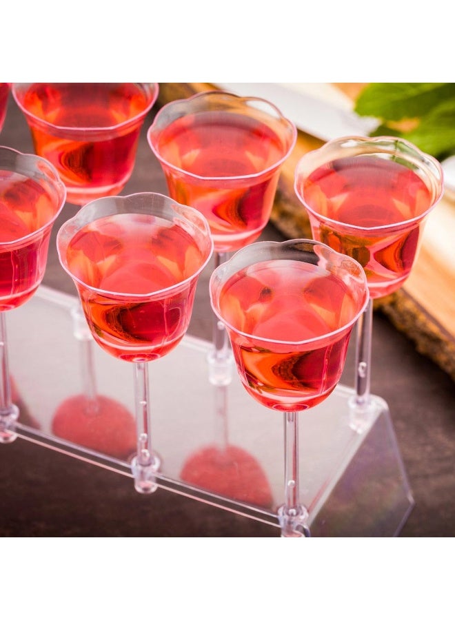Restaurantware كؤوس شوت توليب سعة 1 أونصة، 10 أكواب شوت بلاستيكية قابلة للاستخدام مرة واحدة - تشمل صواني التقديم، ممتازة، أكواب حفلات بلاستيكية صغيرة شفافة، للفاكهة، الويسكي، التكيلا وكؤوس الجيلي - Image 3