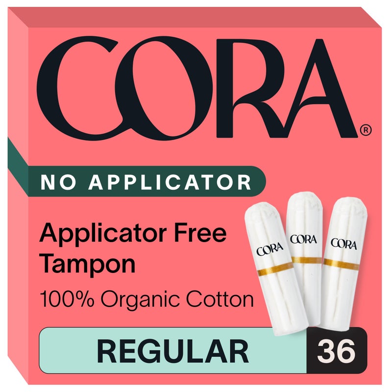 Cora Organic Cotton Non-Applicator Tampons (36 Regular Non-Applicator Tampons) - Image 1