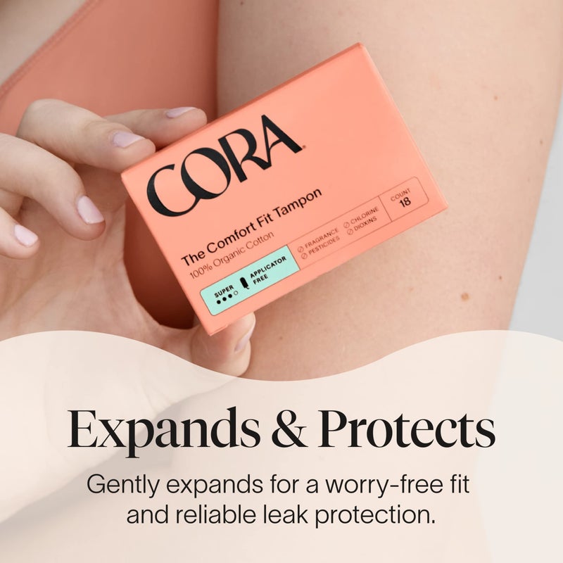Cora Organic Cotton Non-Applicator Tampons (36 Regular Non-Applicator Tampons) - Image 3