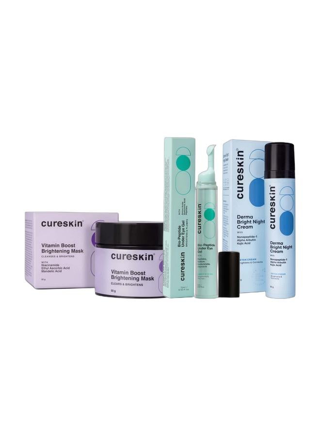 Cureskin جل تحت العين من Cureskin للهالات السوداء للنساء والرجال | جل تحت العين بيو-ببتيد لتقليل الهالات السوداء، الانتفاخ والتجاعيد | كريم تحت العين للرجال والنساء وكريم الوجه بحمض الكوجيك من Cureskin لتصحيح التصبغات، إزالة السُمرة والبقع الداكنة | كريم ليلي للتفتيح مع ألفا أربوتين، نياسيناميد ونوناببتيد، 50 جرام (عبوة من 1) & قناع الوجه بفيتامين بوس من Cureskin لبشرة متوهجة | عبوة D Tan لإزالة السُمرة | قناع الوجه لإزالة السُمرة مع أحماض الفواكه AHA للنساء والرجال | حزمة كريم إزالة السُمرة - Image 1