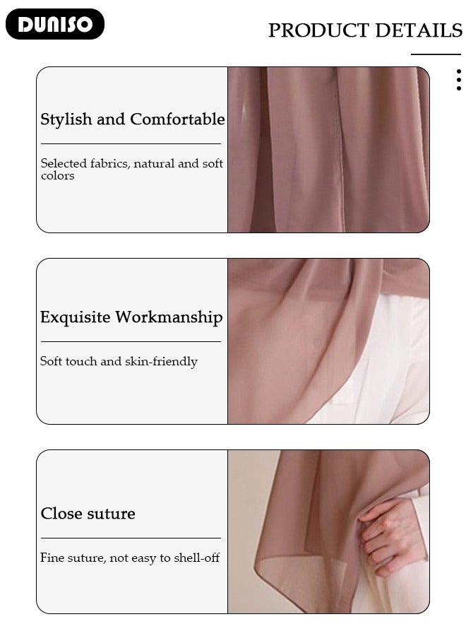 DUNISO Hijab Headscarf for Women,High Quality Muslim Shawl Head Scarf, Elegant Prayer Hijab Prayer Shawl,High Stretch Hijab,Pure Color Half-body Cover Hijab,Girls and Women Ideal Soft Lightweight Headscarf - Image 5