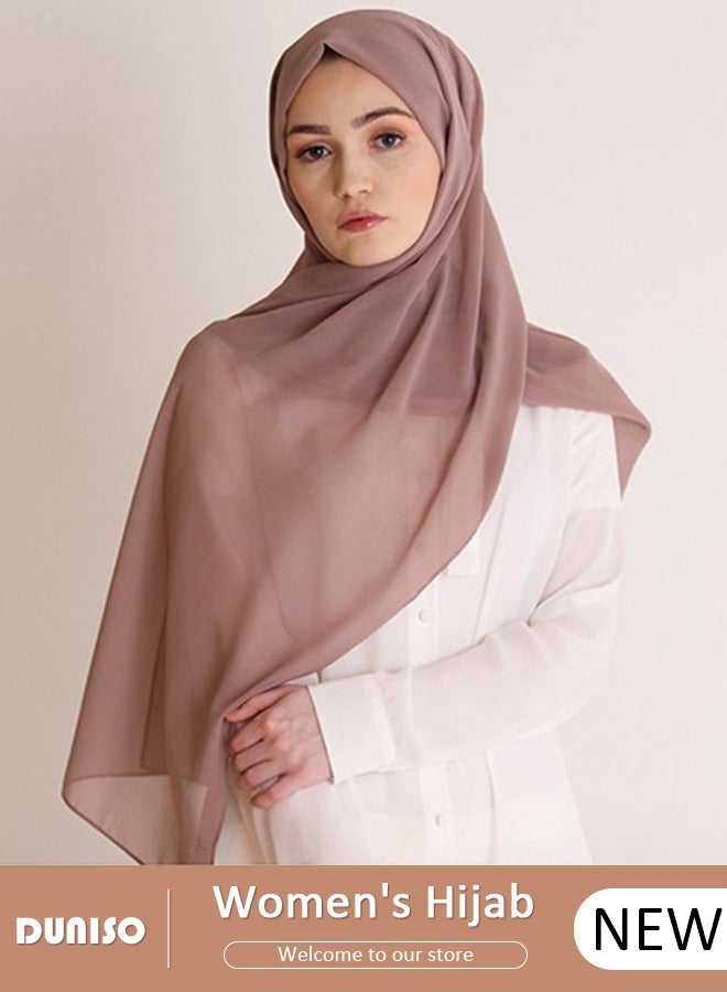 DUNISO Hijab Headscarf for Women,High Quality Muslim Shawl Head Scarf, Elegant Prayer Hijab Prayer Shawl,High Stretch Hijab,Pure Color Half-body Cover Hijab,Girls and Women Ideal Soft Lightweight Headscarf - Image 1