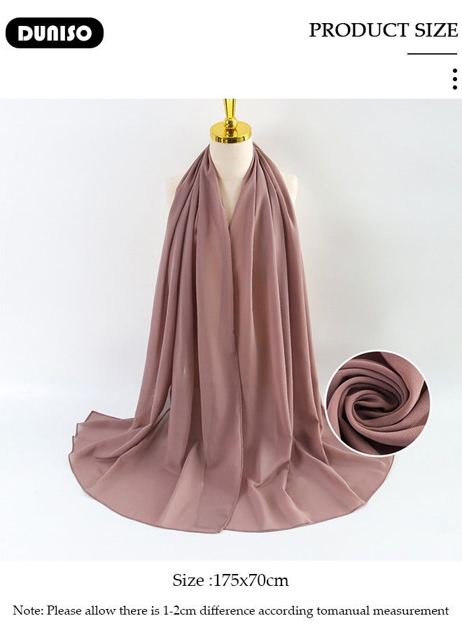 DUNISO Hijab Headscarf for Women,High Quality Muslim Shawl Head Scarf, Elegant Prayer Hijab Prayer Shawl,High Stretch Hijab,Pure Color Half-body Cover Hijab,Girls and Women Ideal Soft Lightweight Headscarf - Image 2