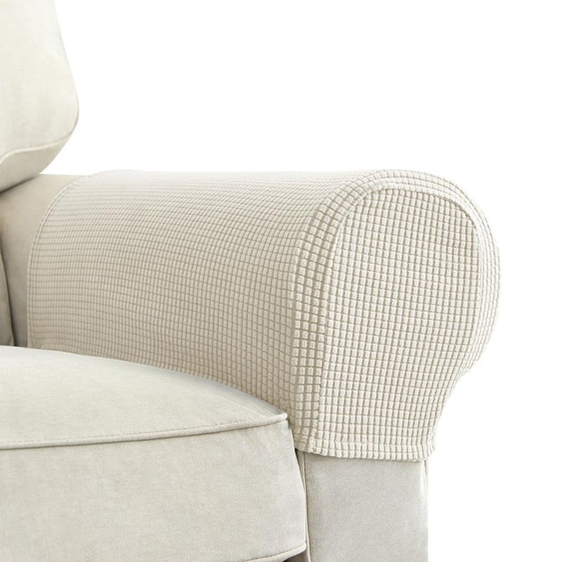 Chaexii Premium Polyester Sofa Arm Cover Scratch Resistant Protector CoversElastic Armrest Covers for SquareCurvedSloping Couch Armrests 2Pcs Warm White - Image 2