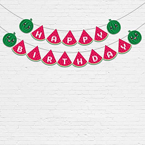 Festiko® Watermelon Theme Birthday Party Supplies and Decorations Items for Baby Boys/girls/Kids Supplies-6months/1st/One/(Happy Birthday Banner,Balloons,Cake Toppers,Cup Cake Topper, Ribbons)- 28 Pcs - Image 2
