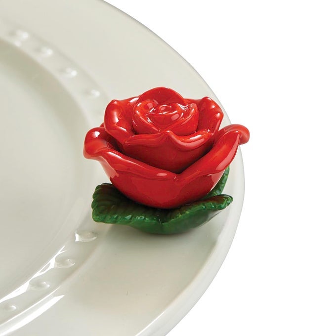 NORA FLEMING ROSES ARE RED RED ROSE A276 HANDPAINTED CERAMIC VALENTINES DAY DCOR SPRING MINIS FOR THE HOME AND OFFICE