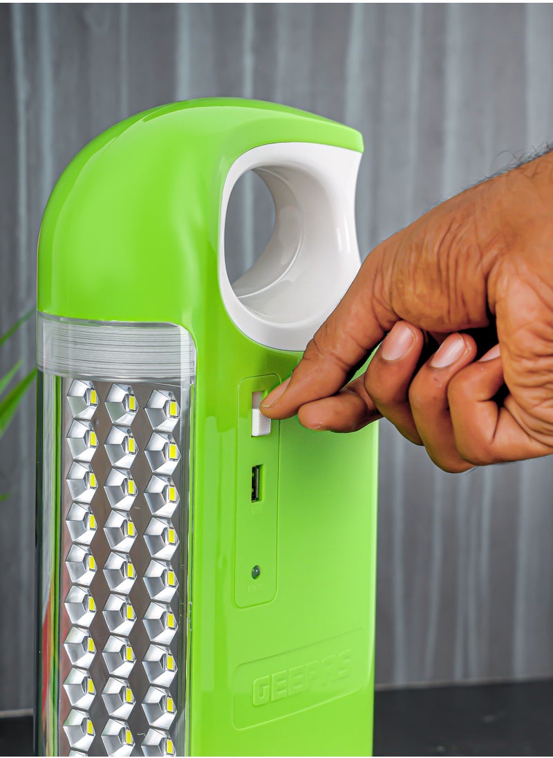 GEEPAS High Power 3D Emergency Lantern, Lead-Acid Battery, GE5510N | 33 PCS 2835SMD LED | Overcharge Protection | Unbreakable PC Glass | Automatic Lighting | USB Output  - Image 4