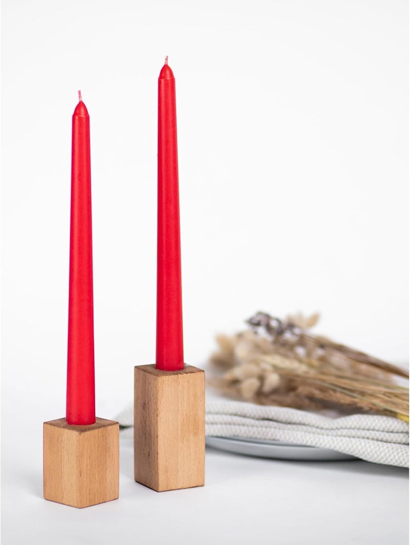 Luces شموع مخروطية 10 بوصة (H) غير قابلة للتنقيط، مجموعة من 4 شموع حمراء معطرة وغير مدخنة، شمع بارافين يحترق لفترة طويلة مع فتائل قطنية للتزيين - Image 2